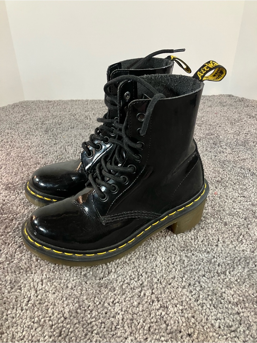 Dr Martens Black Clemency High Glass 8-Hole Boots Womens Size 5
